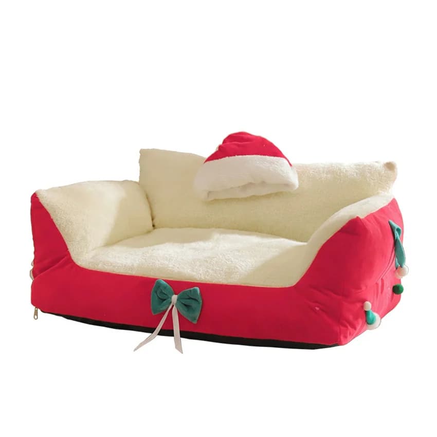 Letto per animali domestici in stile natalizio per gatti Chihuahua Tappetino per lettiera per sonno profondo Divano per la casa Cestino Letto per cani dal design adorabile
