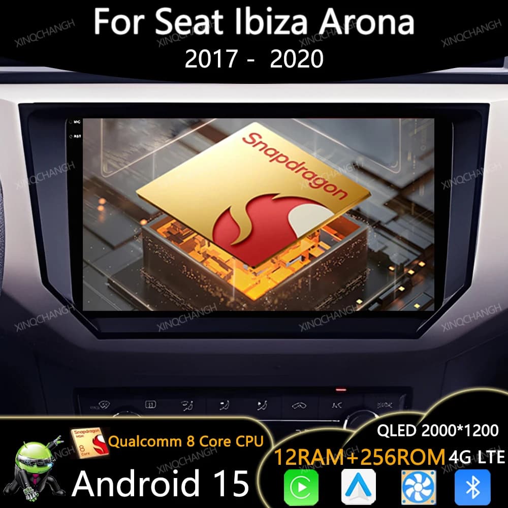 Android 15 Autoradio for Seat Ibiza Arona 2017 2018 2019 2020 QLED Carplay Auto 4G LTE 5G WIFI 2DIN GPS Multimedia Video Player