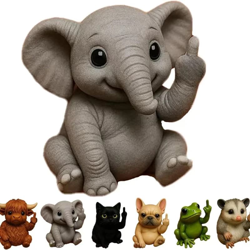 Mini Animal Statues Resin Frog Cat Dog Office Desk Funny Gifts Bedroom Headboard Ornaments Potted Plant Decorations