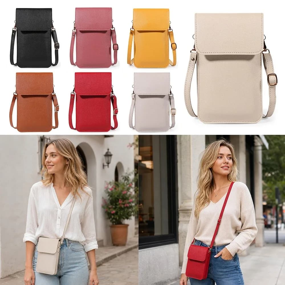 PU Leather Touch Screen Phone Bag Large Capacity Wallet RFID Anti Theft Purse Multifunctional Zipper Flap Handbag For Women