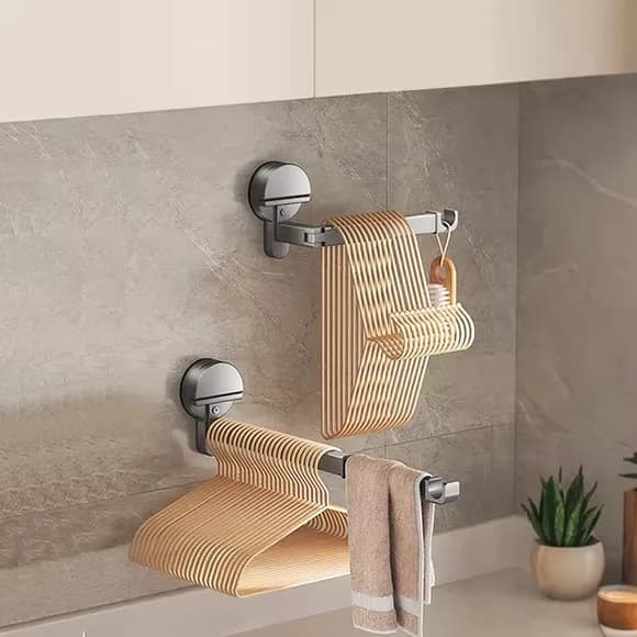 Balcony Wall-Mounted Adjustable Clothes Drying Rods Hanger Storage Organizer ABS Plastic No-Drilling Required for Hanging Clo...