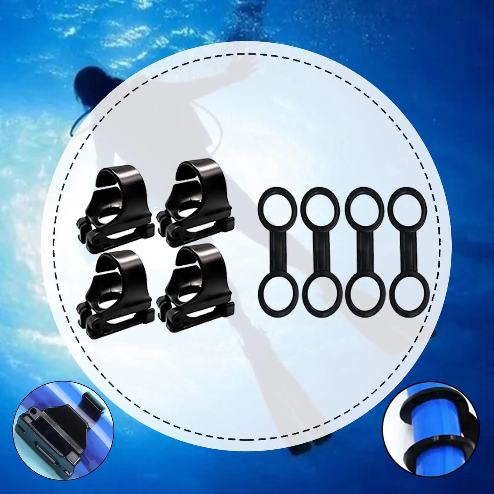 Scuba Diving Clips, Universal Snorkel Buckles, Light Snorkeling and Diving Equipment