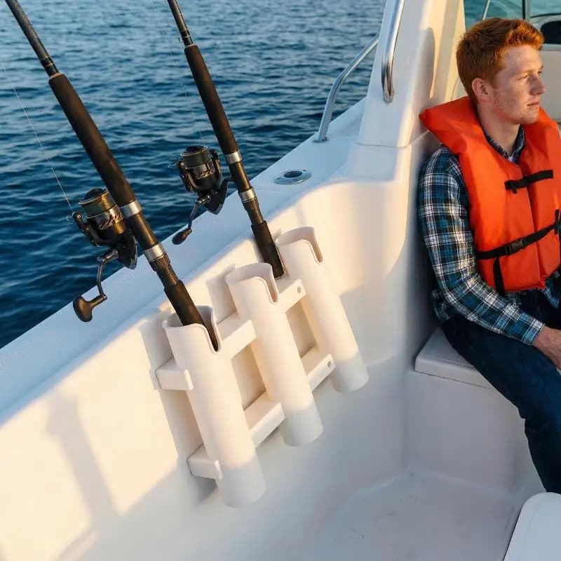 Portacanne da Barca a 3 Tubi con Sistema di Sgancio Rapido Regolabile per Attrezzatura da Pesca su Yacht e Imbarcazioni