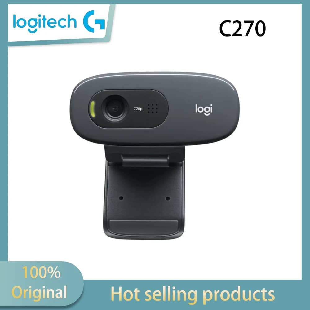 Telecamera HD Logitech C270 USB per Laptop e Desktop, per Videoconferenze e Corsi Online, con Microfono a Riduzione del Rumore, Plug and Play