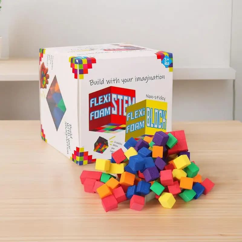 Cubi adesivi Blocchi di schiuma morbida Impilabili Mattoni di schiuma Costruzione Cubi prescolari Giocattoli per la casa Scuola Asilo centrale Asilo
