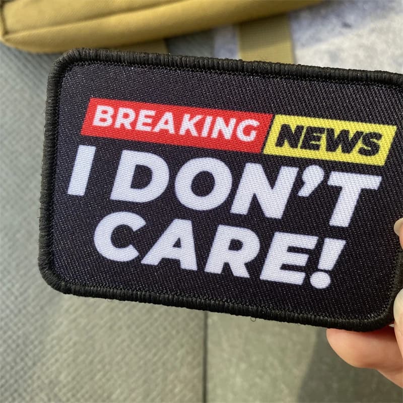 I Don't Care Patch Printed Dresses Funny Tactical Moral Badge Patch Backpack Hat Accessories Hook and Military Ring