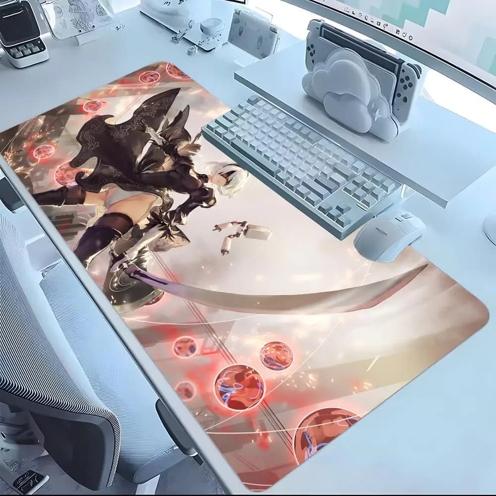 2b Nier Automata Mouse Pad Mousepad Laptop Office Deskmat Grande Tappetino per mouse in gomma antiscivolo per tastiera nero