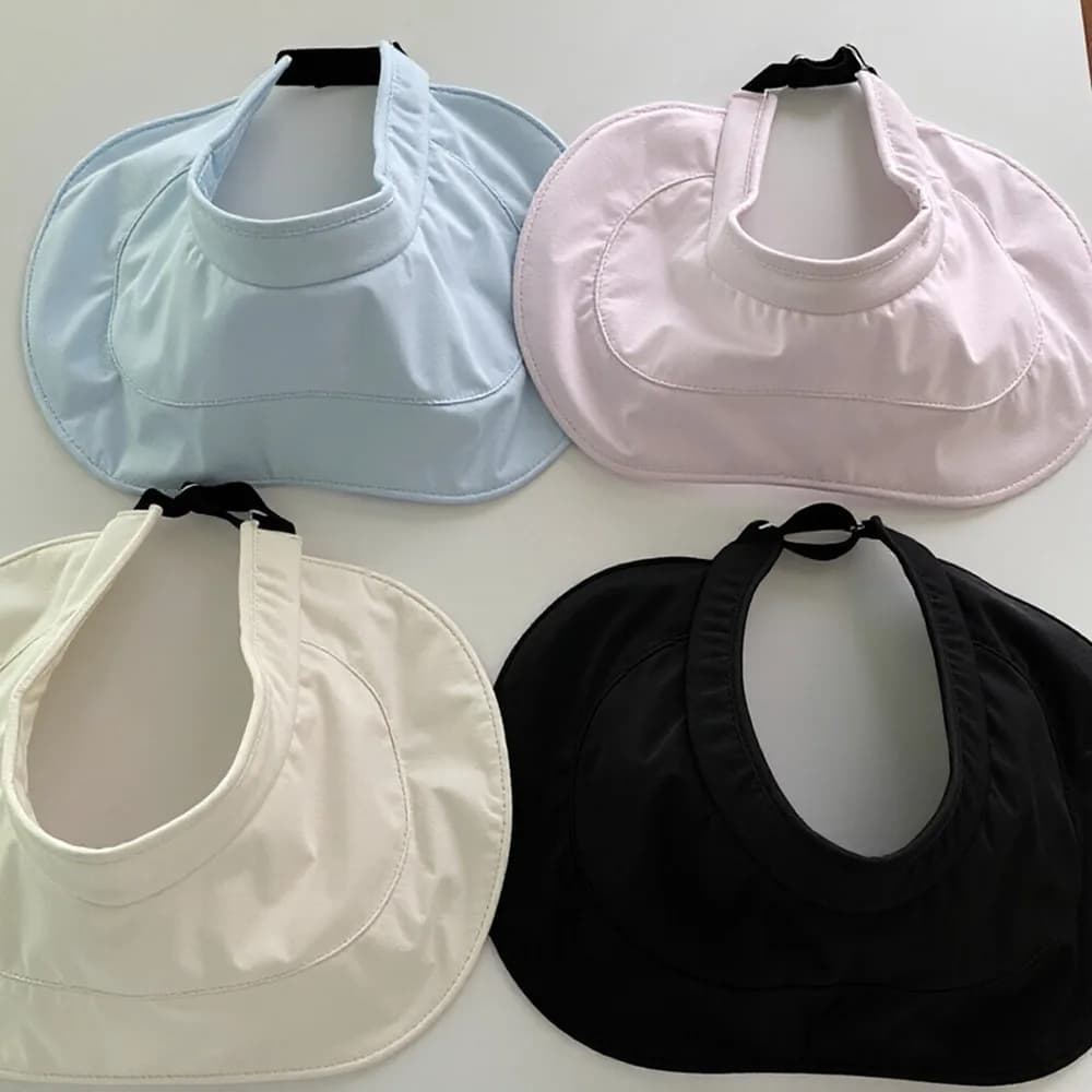 Korean folding sun hats for women, summer, wide, with UV protection, open visor, for travel and excursions