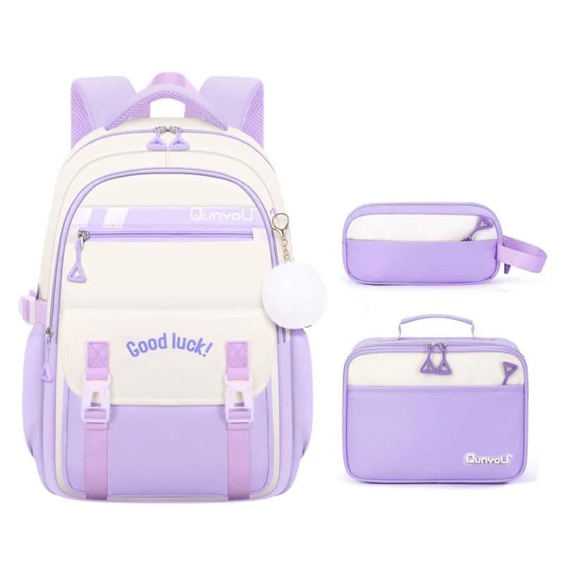3pcs/set Kids School Backpack for Girls with Lunch Box Pencil Case Set Elementary Primary Middle High College School Bookbags