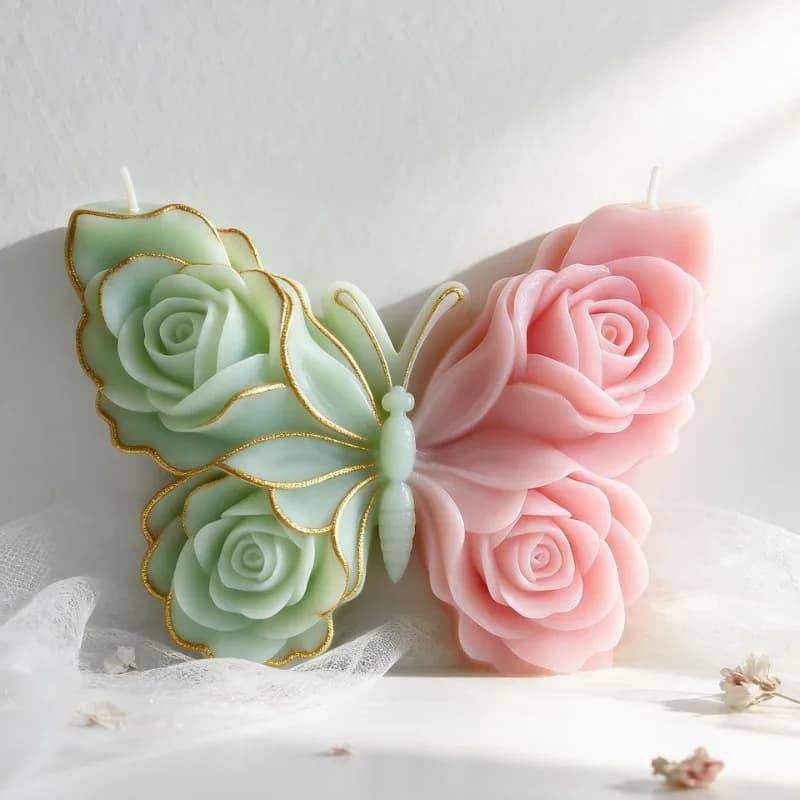 DIY Rose & Butterfly Silicone Mold Handmade Aroma Candle Epoxy Resin Ornament Soap Making Mold for Creative Home Craft Supplies