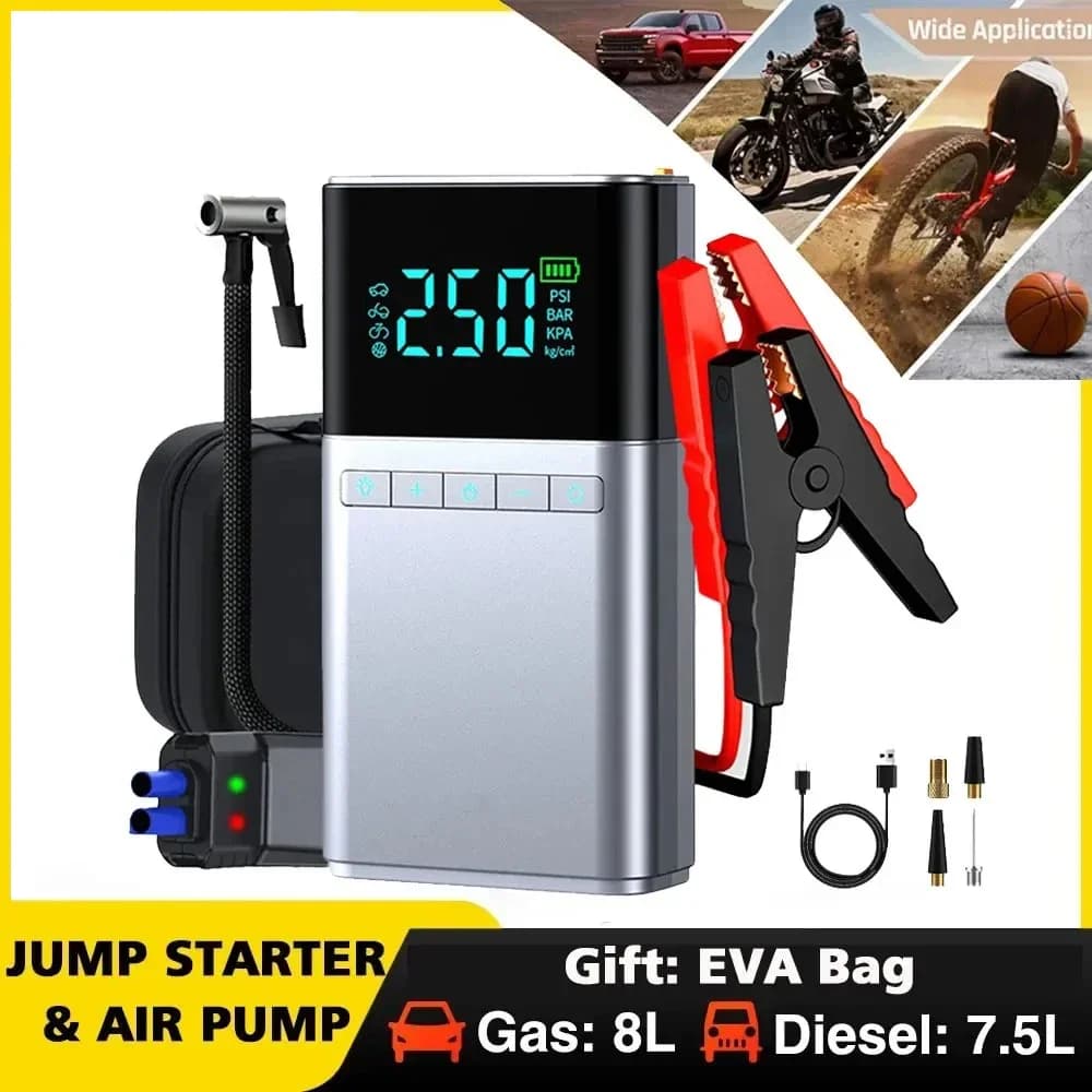 New Car Jump Starter pompa ad aria Power Bank 4W 1 compressore d'aria uscita power Bank indicatore LED starter Pump Eva bag
