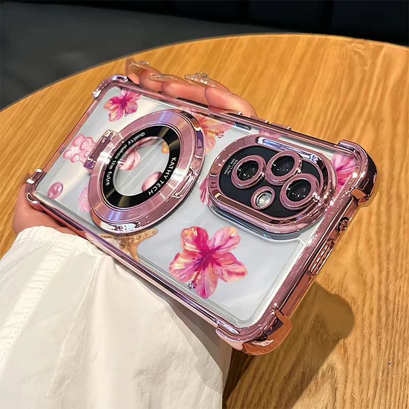 Cover per telefono con motivo floreale per Vivo V70 FE V60 Lite 4G 5G V29E V27 V50 V29 V23 V25 V40 Pro, con supporto e placcatura antiurto, trasparente