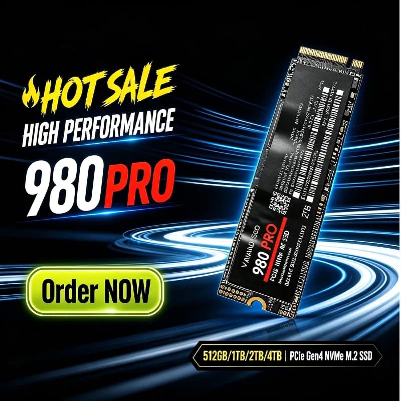 New 980Pro M.2 NGFF PCIe 4.0 Solid State Drive 7450MB/s Super Fast Internal SSD Optimized for Desktop PC and High‑End Notebook