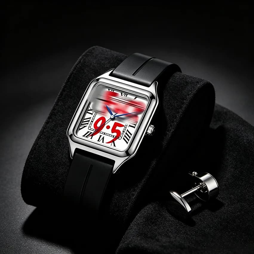 FUCK9.5 Square Fashionable Elegant Light Luxury Watch for Men and Women Silicone Strap Waterproof Unisex Quartz Watch Reloj