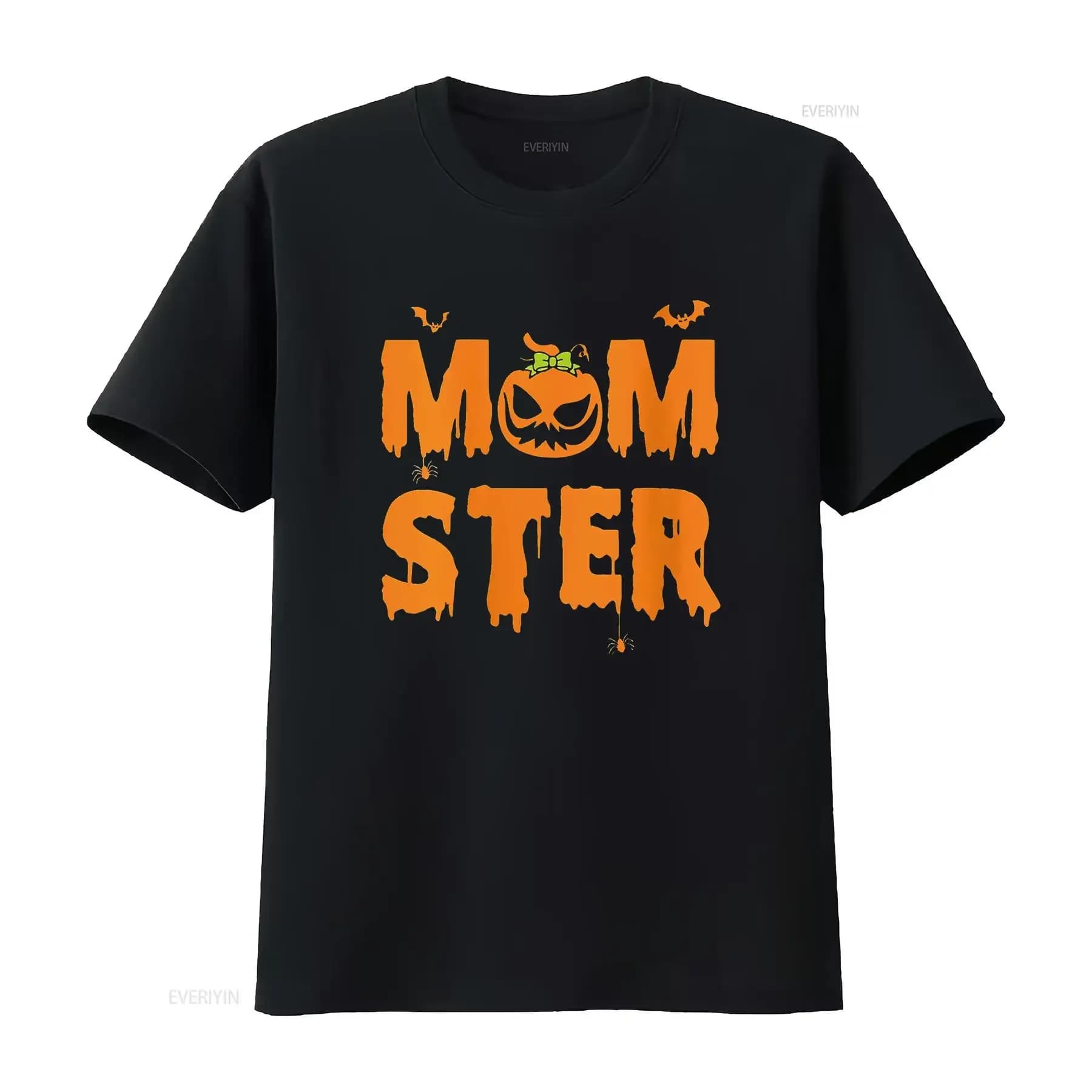 Women's Halloween Momster Women's Mom Costume Pumpkin T-shirt Black Shirt 2X Great vintage washed streetwear fashion
