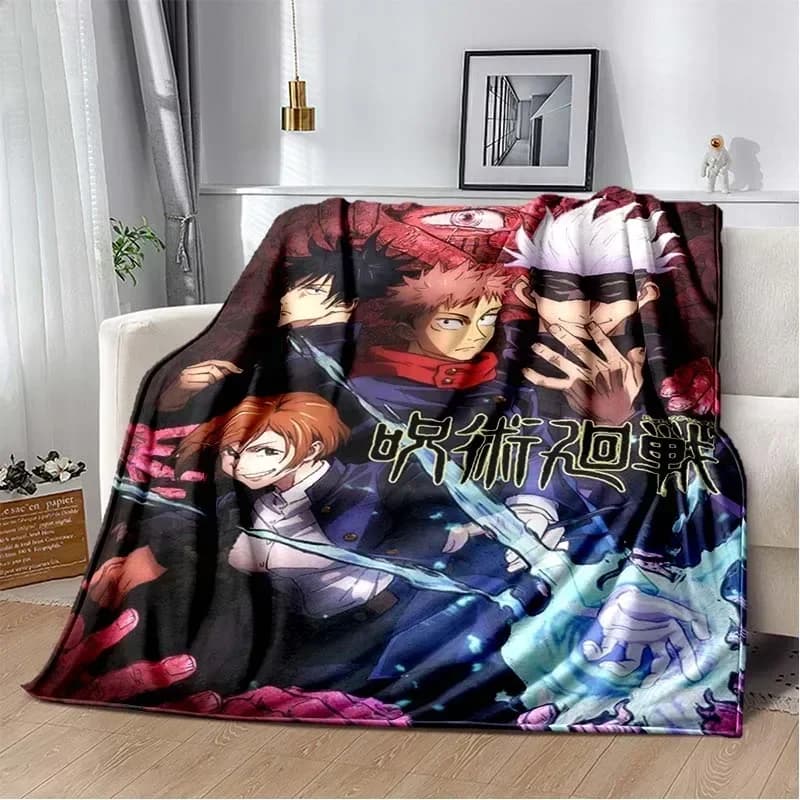 Stampa 3D J-Jujutsu-K- Kaisen coperta di flanella con motivo Anime, coperta regalo multiuso per le vacanze coperte calde e morbide per tutte le stagioni
