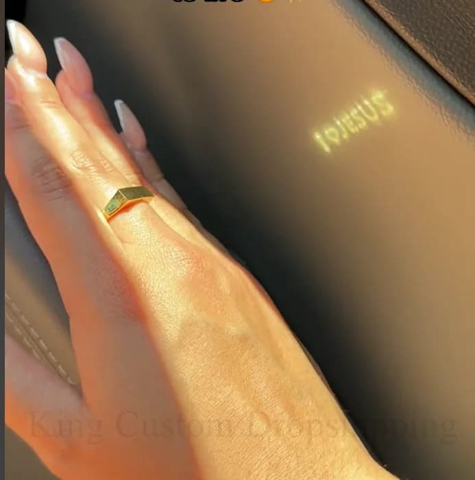 Anello di coppia di proiezione I Love Jesus coppia di gioielli anello riflettente regolabile scolpito dalla luce regalo di san valentino per l'amante