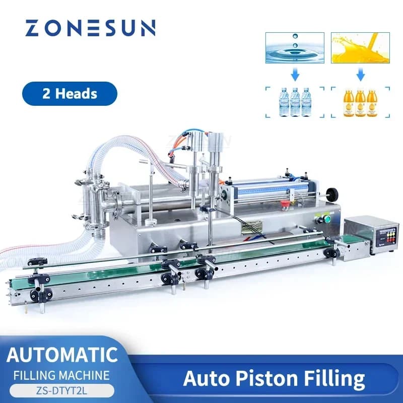 ZONESUN ZS-DTYT2L Automatic Pneumatic Liquid Filling Machine 2 heads Water Bottle Filling Machine for Beverage Small Production Line