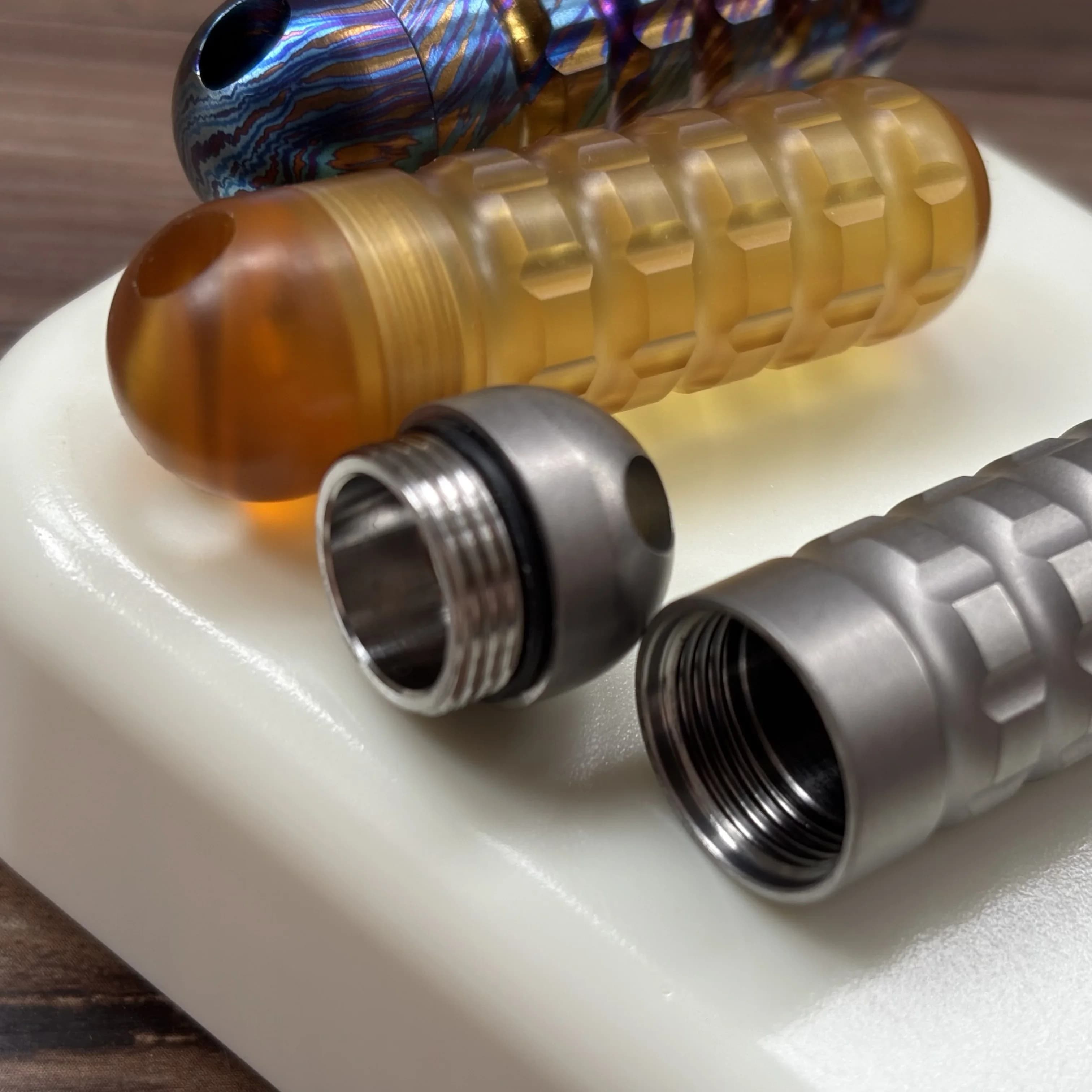 1PC PEI Titanium Alloy Lightning Pattern Capsule Waterproof Case EDC Necklace Pendant Key Charm First Aid Medicine Bottle