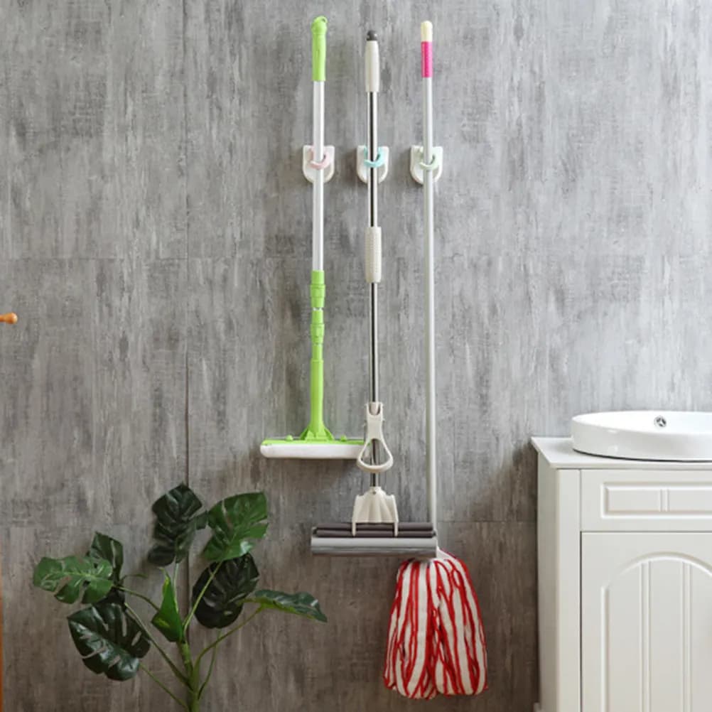 Set di 3 Ganci a Ventosa Resistenti per Organizzazione Bagno, Porta Asciugamani e Scopa da Parete per Cucina, Adatti a Superfici Non Porose