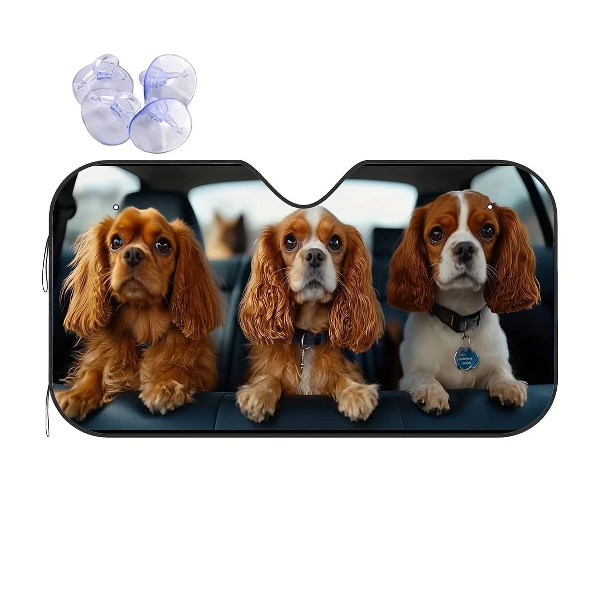 1pc Adorabile Cani Auto Cavalier Modello Parasole per Auto, Protezione per Finestre, Parabrezza Visiera Parasole, Mantiene Auto Fresco, Facile da Installare