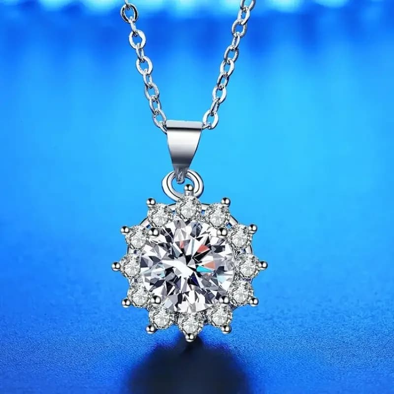Collana con Ciondolo in Argento Sterling 925 con Gemma Brillante per Donna, Gioielli da Matrimonio e Fidanzamento, Moda