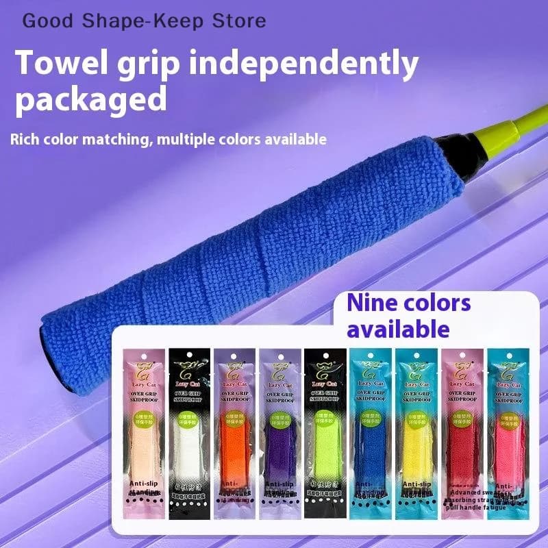 1/3 sweat absorbent anti-slip tennis rack overgrip tape grip band - towel with handle for improved traction control