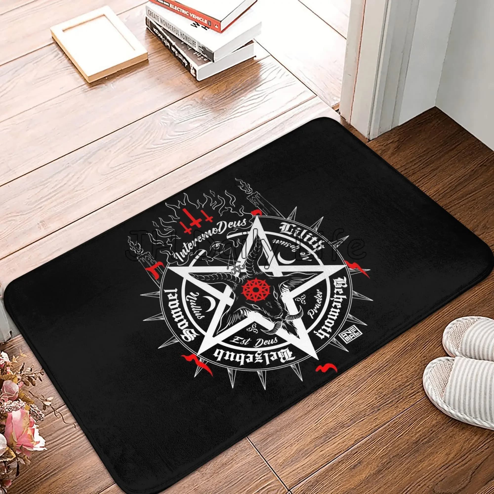 Baphomet Leviatano Benvenuto Zerbino Carpet for internal entrance Black devil satanic carpet Non-slip carpets Funny Zerbino Home decorations