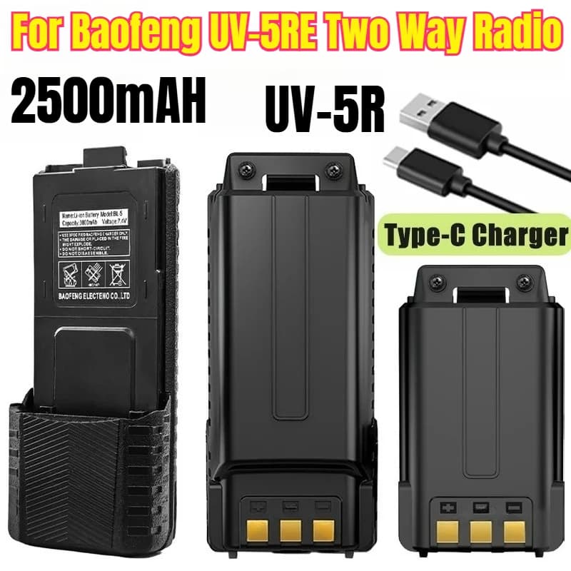 Batterie walkie-talkie UV-5R 2500mAH per radio bidirezionale Baofeng UV-5RE