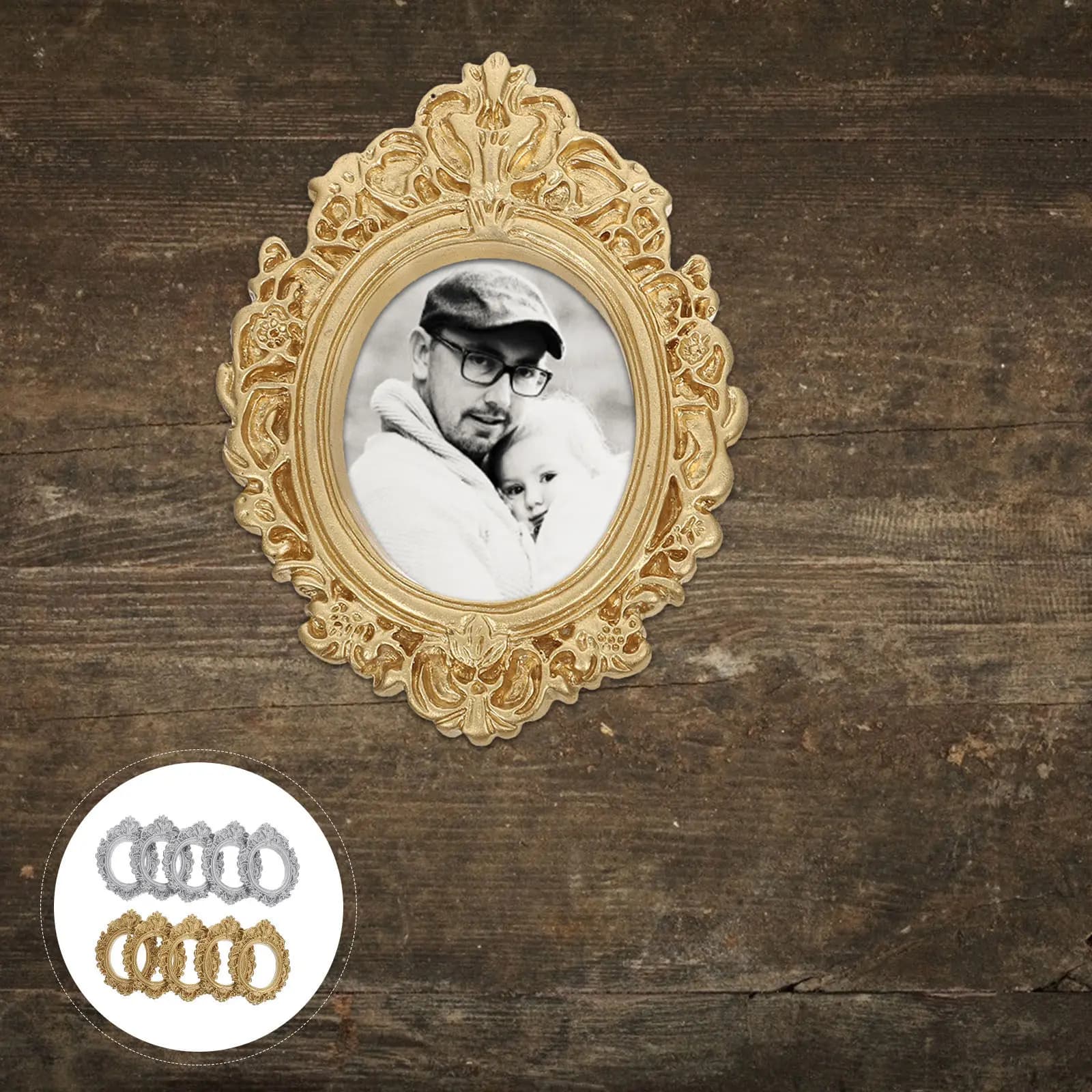 10Pcs Mini Resin Photo Frames Chic Unique Texture DIY Supplies for Jewelry Office Decor Indoor Picture Frame