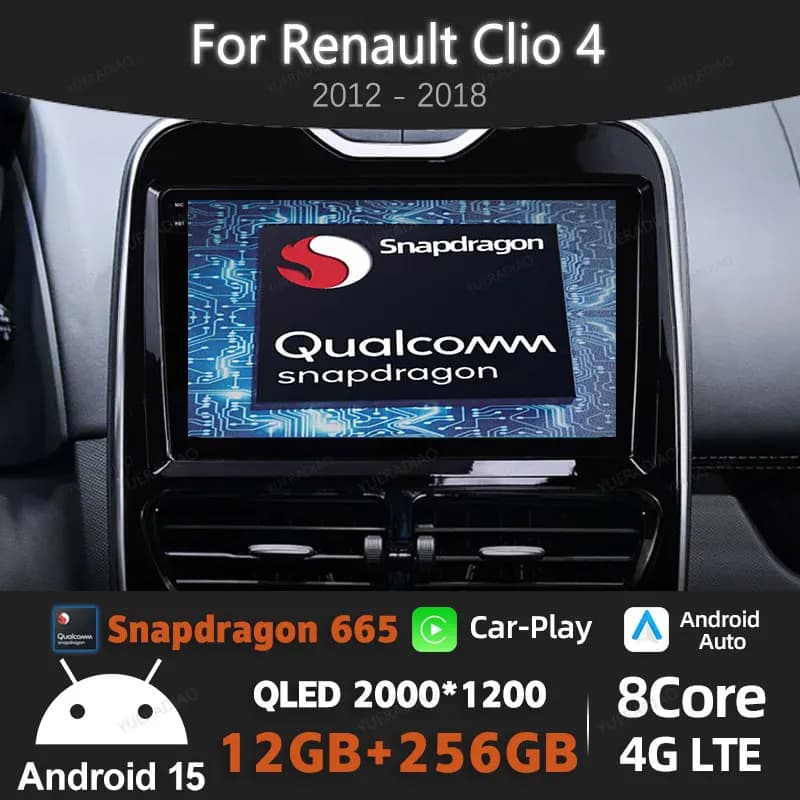 Android 15 Autoradio Per Renault Clio 4 BH98 KH98 2012 - 2016 Qualcomm Lettore Video Multimediale Wireless Carplay Auto 4G WIFI DSP
