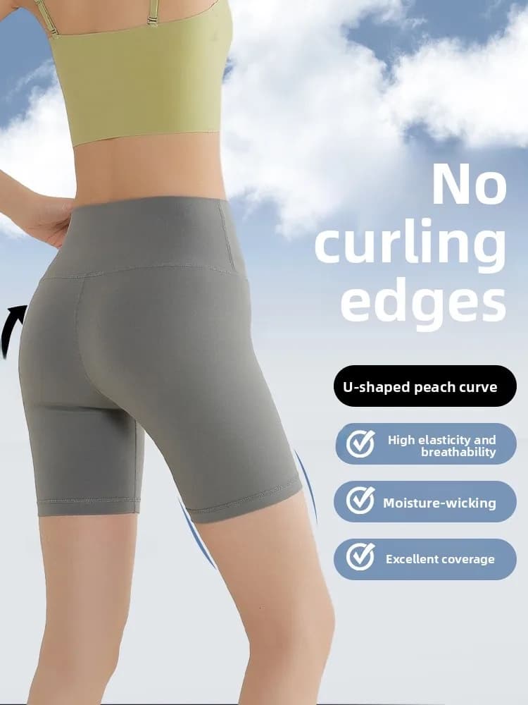Pantaloncini da yoga estivi da donna, sottili, a strato base, con controllo addominale e sollevamento glutei, design Shark Skin, per ciclismo