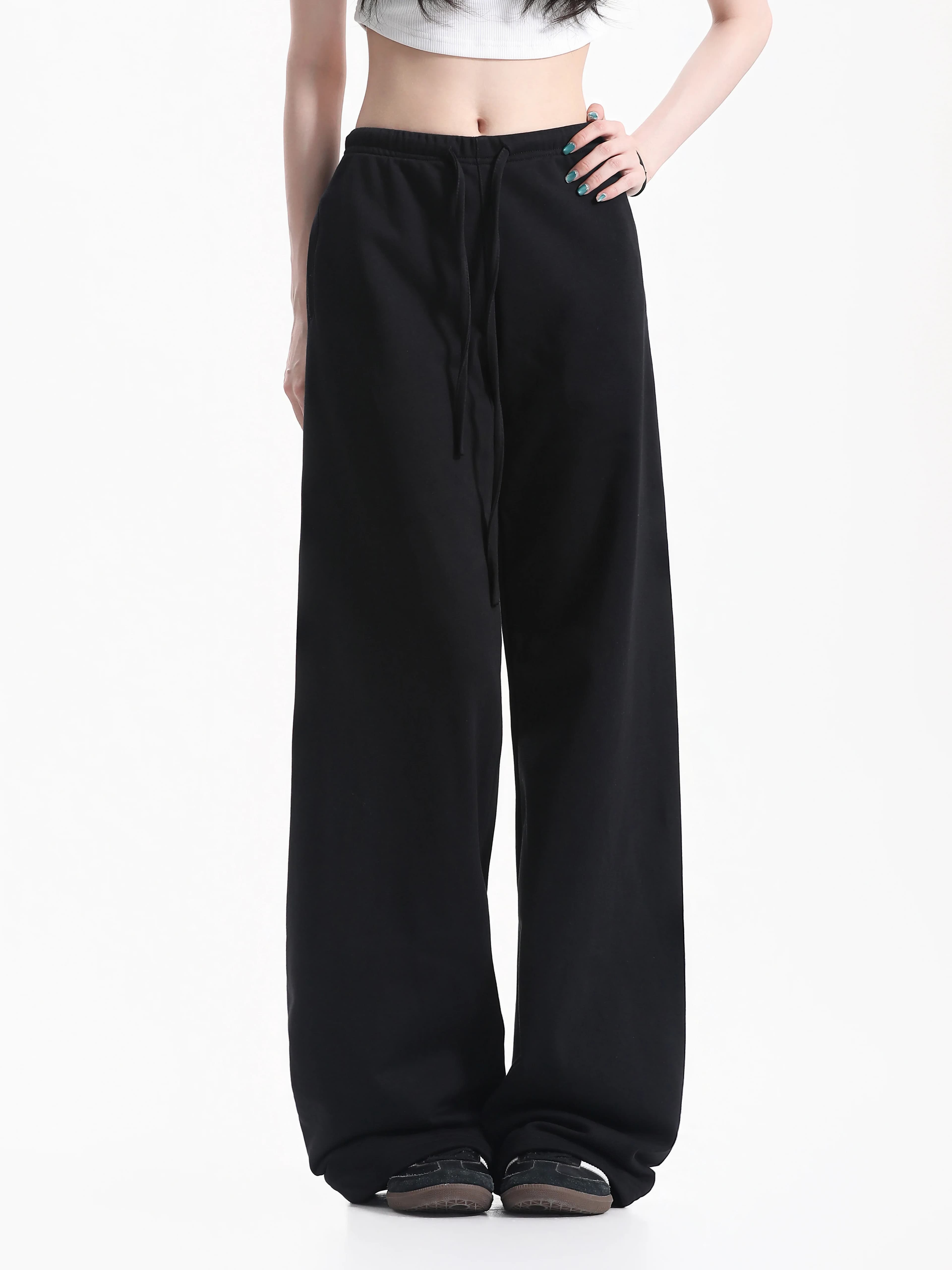 Loose Fit Straight Leg Pants Draping Basic Style Korean Sportswear Neutral Style Slimming Effect Casual Trousers for Women