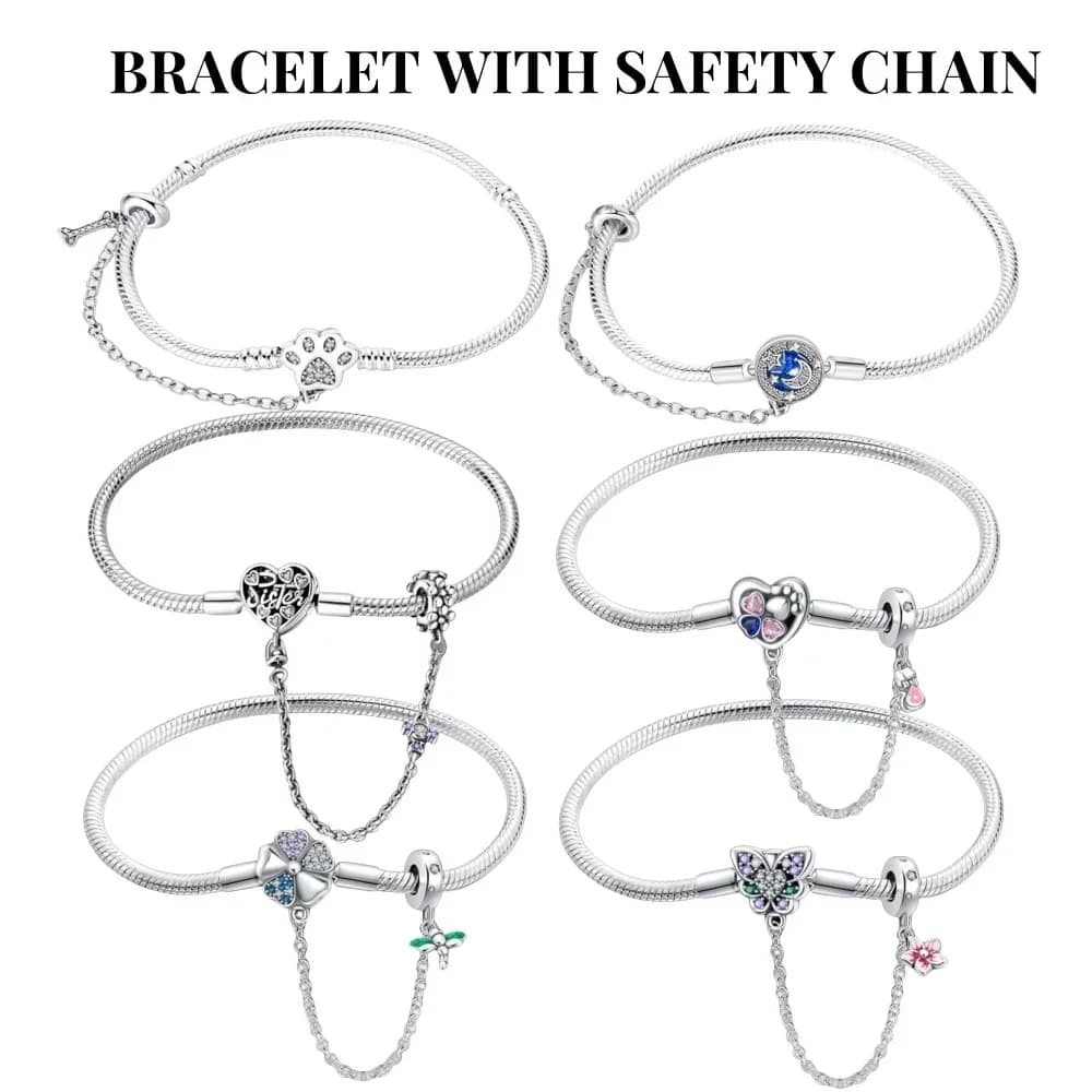 Bracciali a catena sicura con charm a forma di quadrifoglio e artigli Moe, in argento sterling 925, per fai da te, gioielli da donna, regali, Collezione Moda 2025