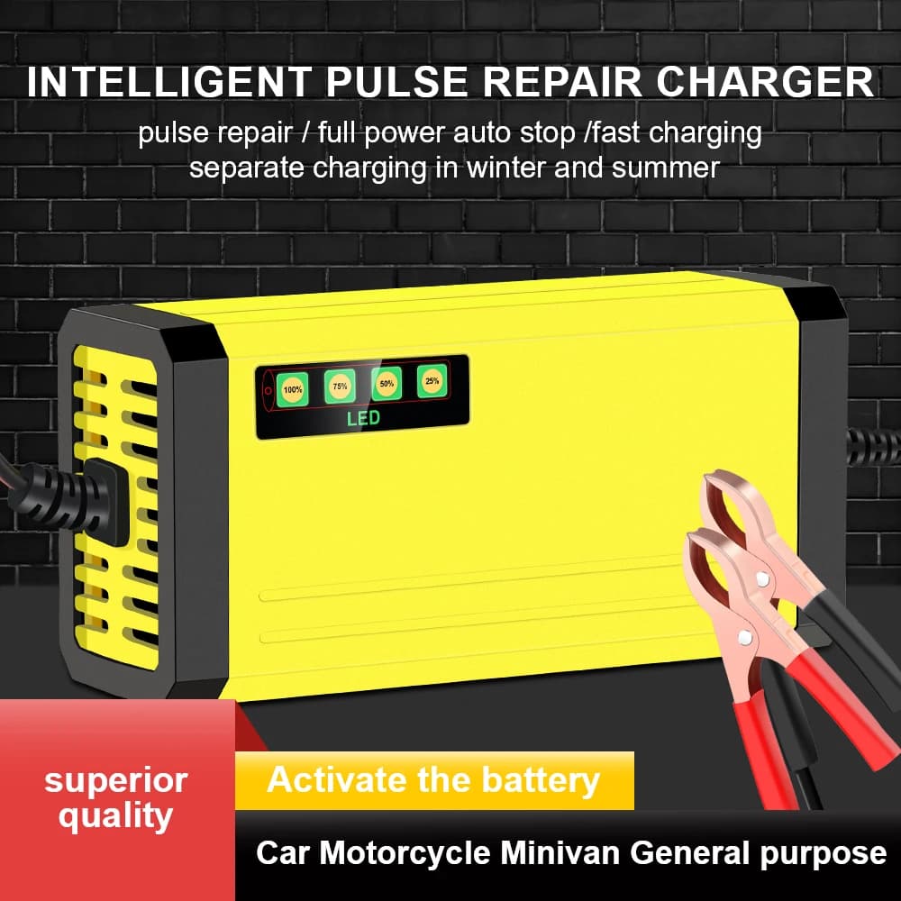 12V motorcycle truck charger 2A Dry and Wet Lead Battery LED Display Car Charger Power Pulse Repair Charger 220V