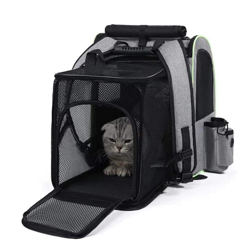 Large Capacity Pet Carrier Backpack Foldable Breathable Expandable Adjustable Portable Puppy Cat Bag for Hiking Adventure