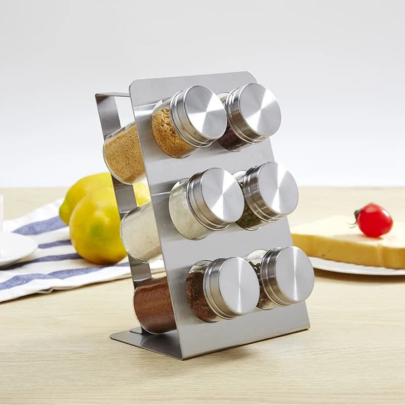 Set di 6 Barattoli per Spezie Antipolvere AA94, Contenitori in Acciaio Inox per Condimenti, Set di Bottiglie per Spezie