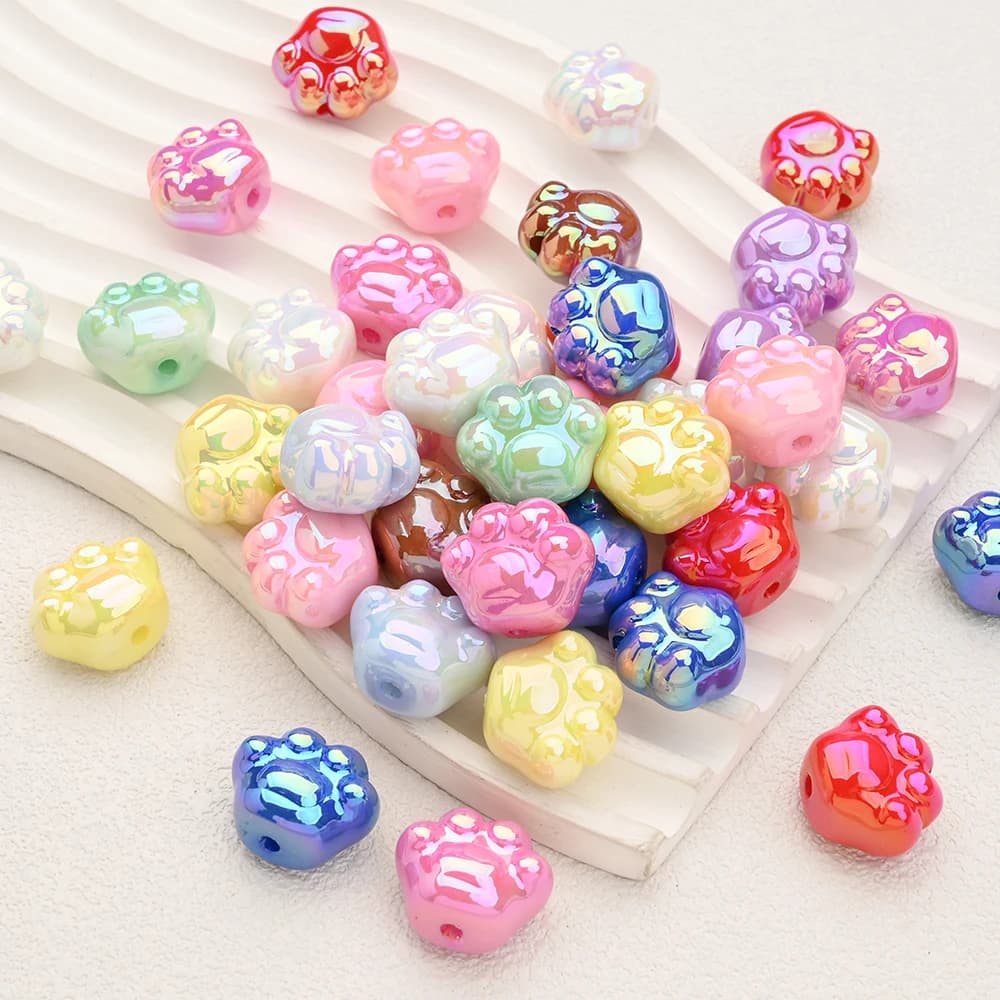 10 pz Colorato Casuale Misto Perline Acriliche A Forma di Zampa di Cane Food Grade Massaggiagengive Bead Per Il FAI DA TE Ciuccio Catena Pinze Dummy Holder