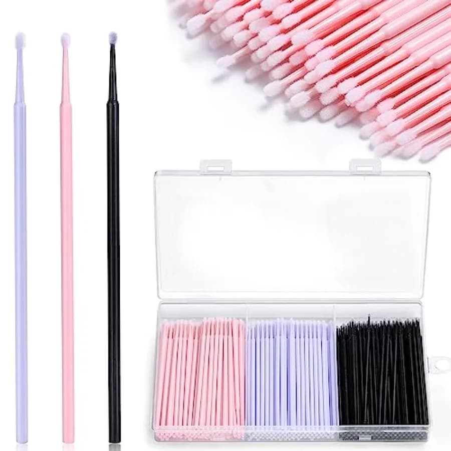 300pcs Disposable Micro Applicators brushes, Eyelash Extensions Microfiber Wands Applicator Brush, False Eyelashes Brush Clean