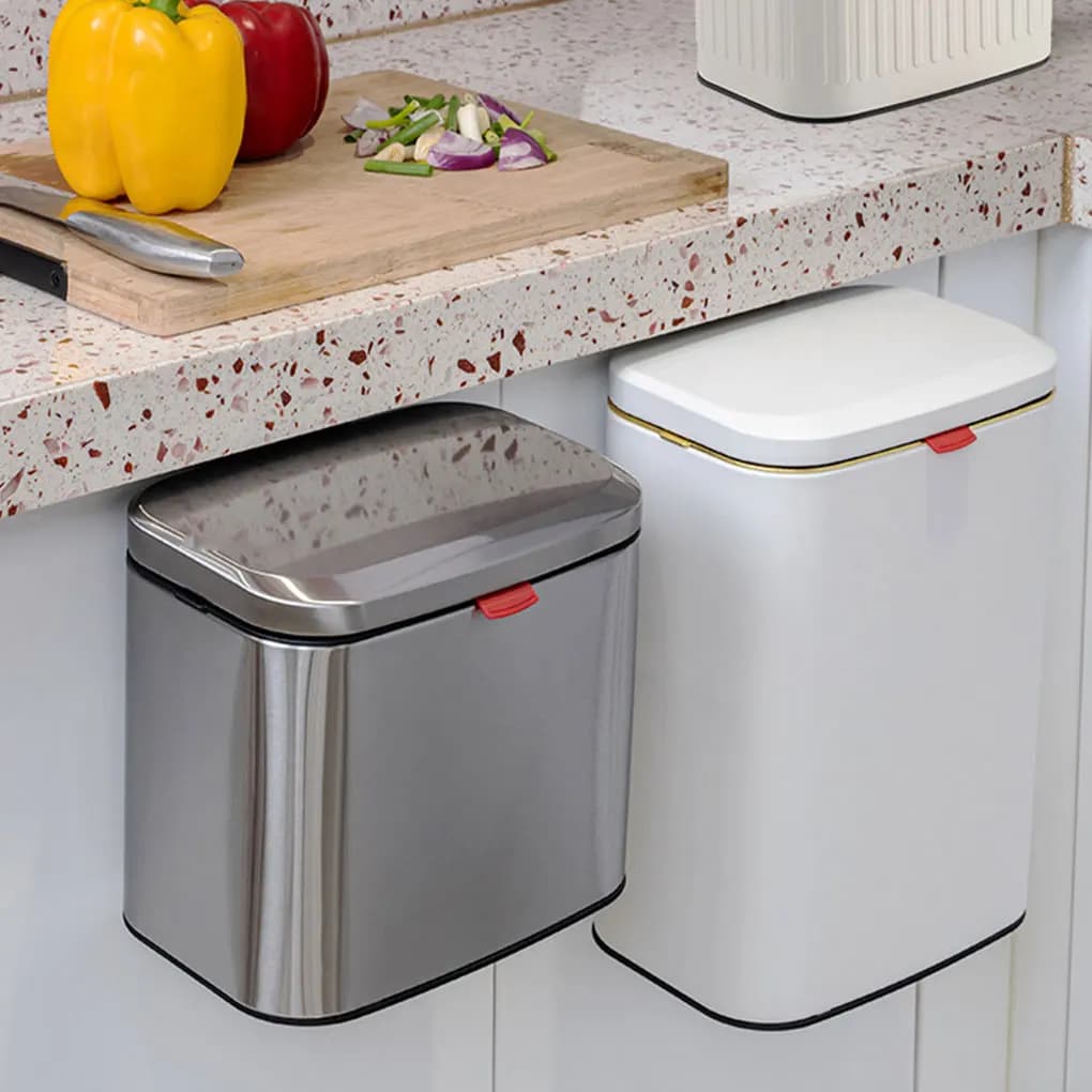 Contenitore per compost da cucina a parete in acciaio inossidabile, pulito e igienico, senza bisogno di forare, montaggio a parete