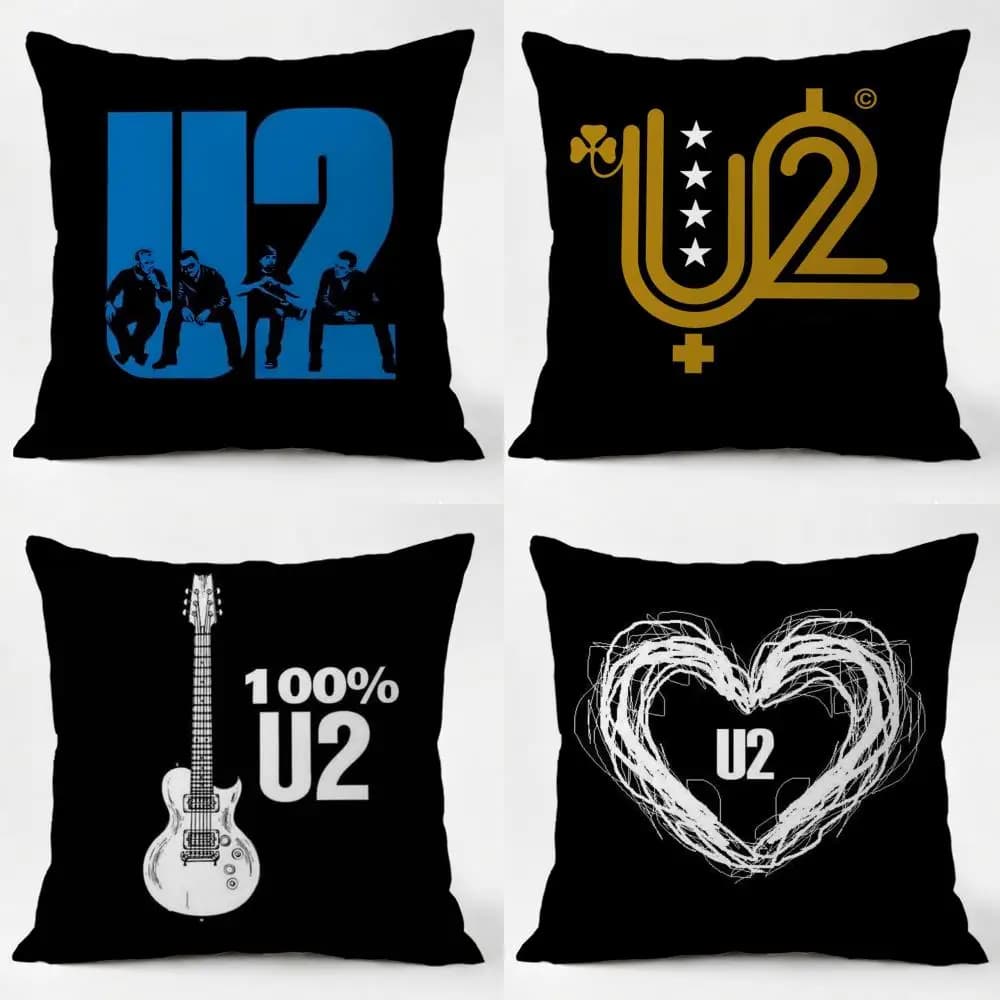 Rock Band U-U2 Cushion Cover Daily Washable Linen Pillowcase Soft for Sofa Bed Home Room Decor