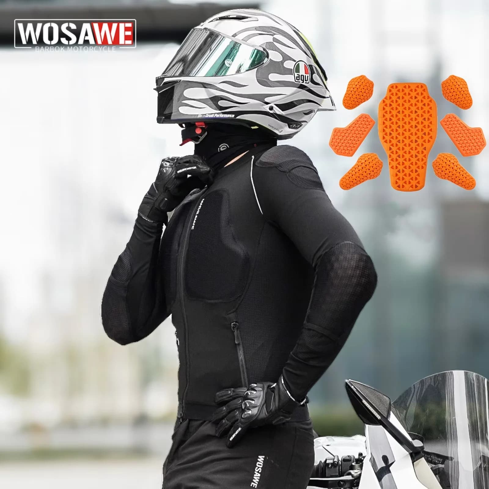 WOSAWE Men Motorcycle Jackets Motorbike Lightweight Soft Motocross Clothing High Elastic Breathable Moto Jacket