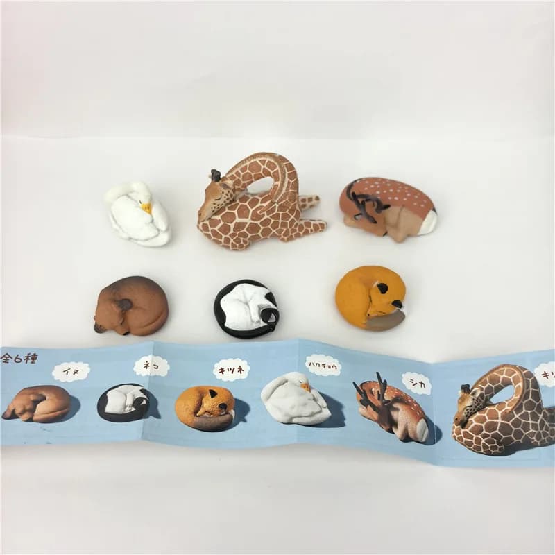 Anime Figures Cartoon Animal Dogs Deer Cats Foxes Blind Box Toys Model Doll Sleeping Zoo Collection Ornaments Girls Boys Gifts