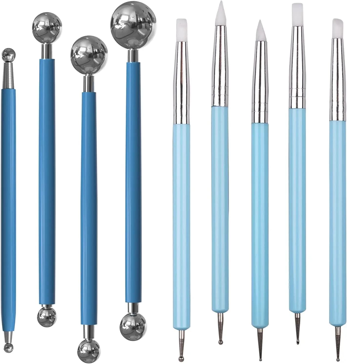 Tools for modeling polymeric clay, dot pen, ball stylus, set of ceramic clay rebound tools for DIY crafts for nail art