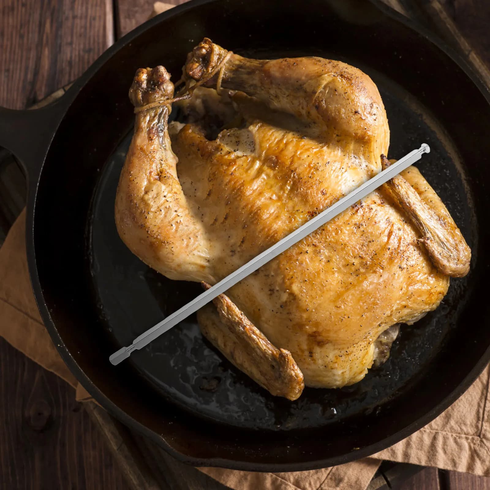 Forchetta Rotante in Acciaio Inox per Pollo Arrosto, Ricambio per Barbecue e Friggitrice ad Aria, Accessori e Utensili da Cucina