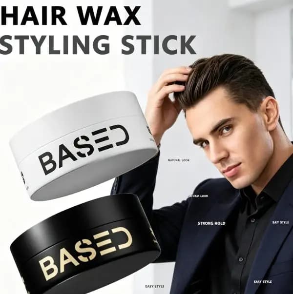 BASED Hair Styling Wax Stick Two Shades Strong Hold Low Shine Natural Fluffy Texture Long Lasting Men Hair Modeling Paste