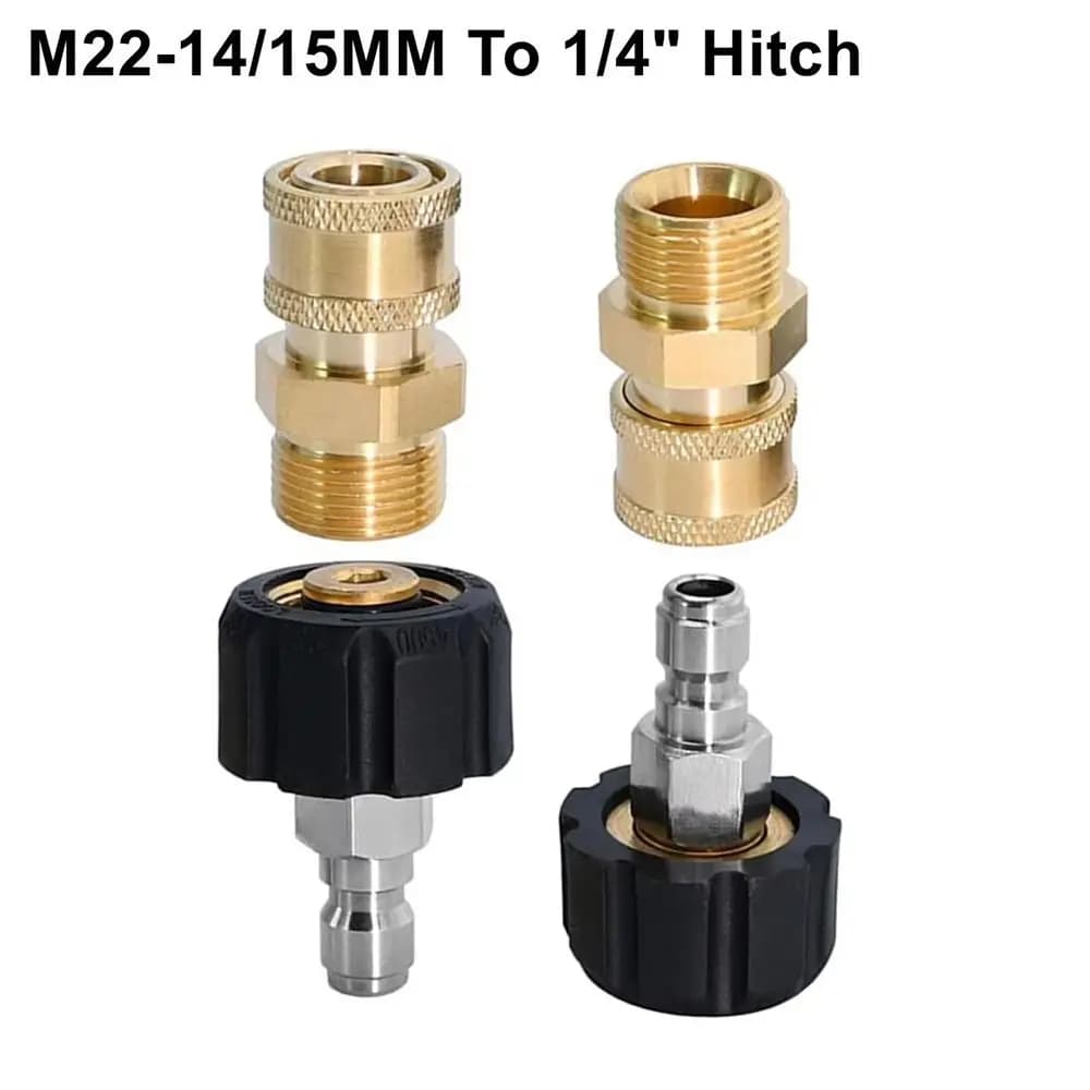 1 set di adattatori per idropulitrice regolabili, accoppiatori girevoli da M22-14mm/15mm a 1/4