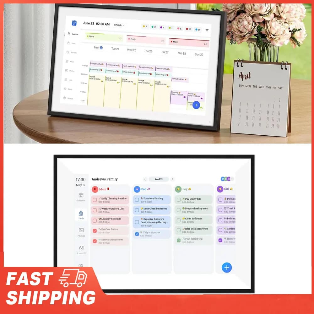 Agenda familiare touchscreen HD da 10,1 pollici con cornice per foto digitale commutabile Calendario digitale intelligente per la casa