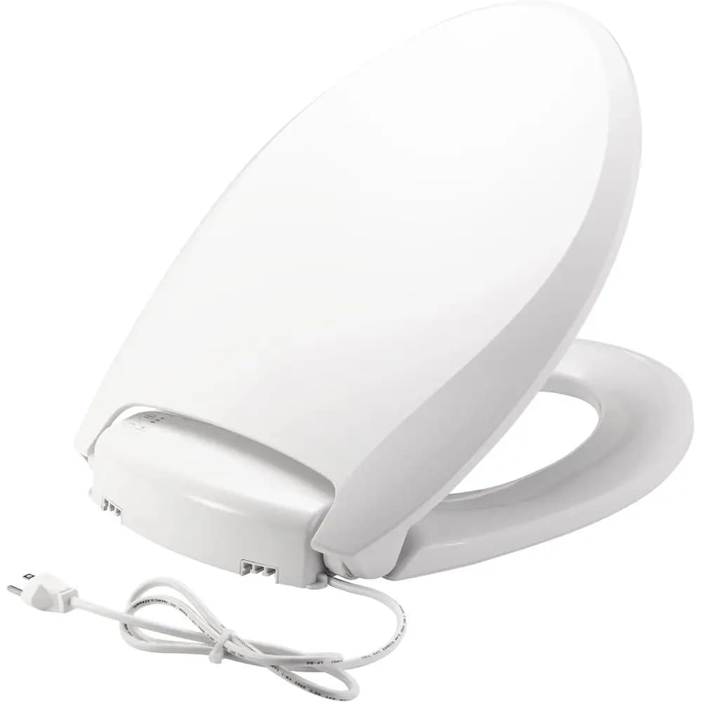 Eco-Friendly Warm Night Light Toilet Seat with Soft Close Feature, Adjustable, Long-Lasting Plastic, Elongated, White