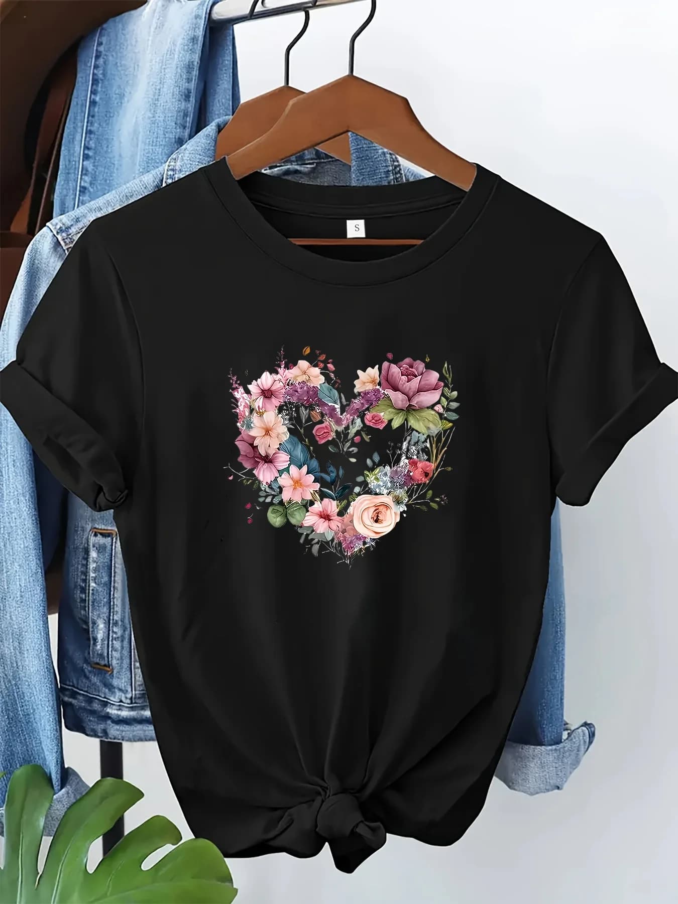 T-shirt girocollo con motivo bianco T-shirt da donna casual a maniche corte Harajuku da donna Abbigliamento Street Tops Abiti estetici
